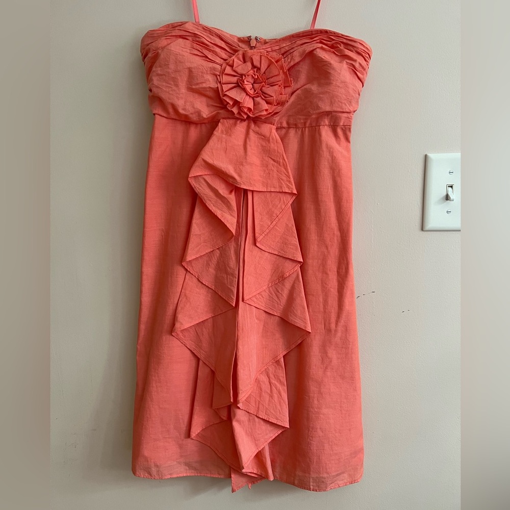 2010 J. Crew Coral Strapless Cocktail Dress Size 0